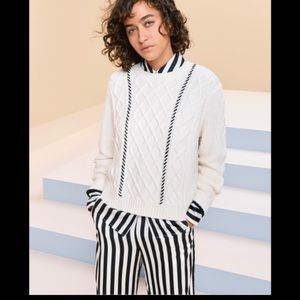 La ligne cream & black crew neck sweater new